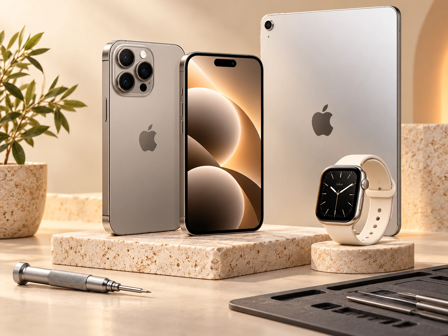 Phones, tablet and smartwatch with precision repair tools